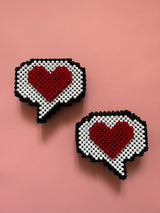 Heart 'Speech Bubble' Beaded Bag in Black & White