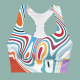 'Aziza' Marble Motion All-Over Print Longline Sports Bra