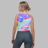 'Ocean' Marble Motion All Over Print Crop Top - Relaxed Fit