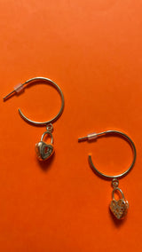 Locked in Love Hoop Earrings in Gold