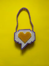 Heart 'Speech Bubble' Beaded Bag in Lilac & White