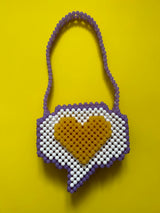 Heart 'Speech Bubble' Beaded Bag in Lilac & White