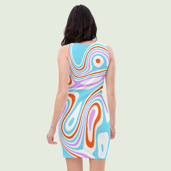 ' Flo' Marble Motion Print Bodycon Dress