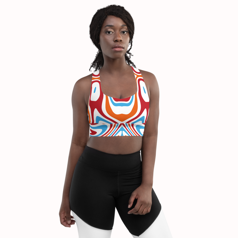 Ohema 'Queen' Marble Motion Cropped All-Over Print Longline Sports Bra –  Laoxa
