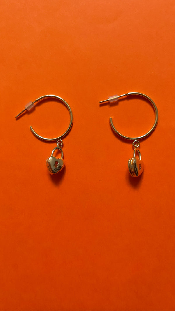 Locked in Love Hoop Earrings in Gold