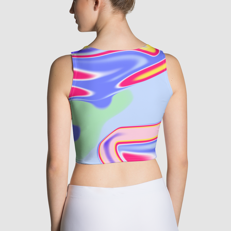 'Ocean' Marble Motion All Over Print Crop Top - Relaxed Fit