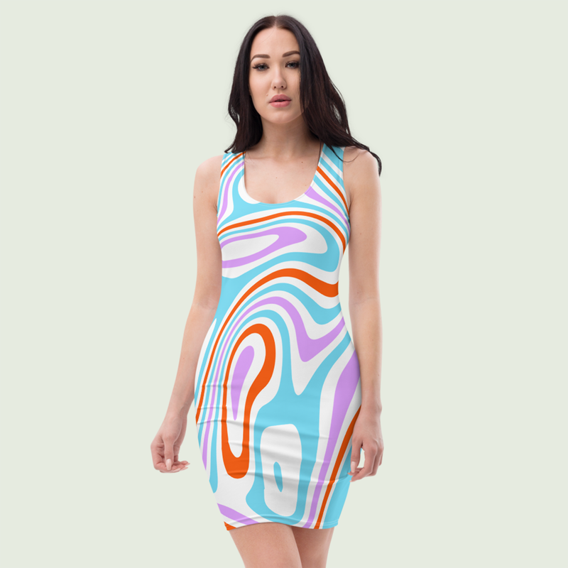 ' Flo' Marble Motion Print Bodycon Dress