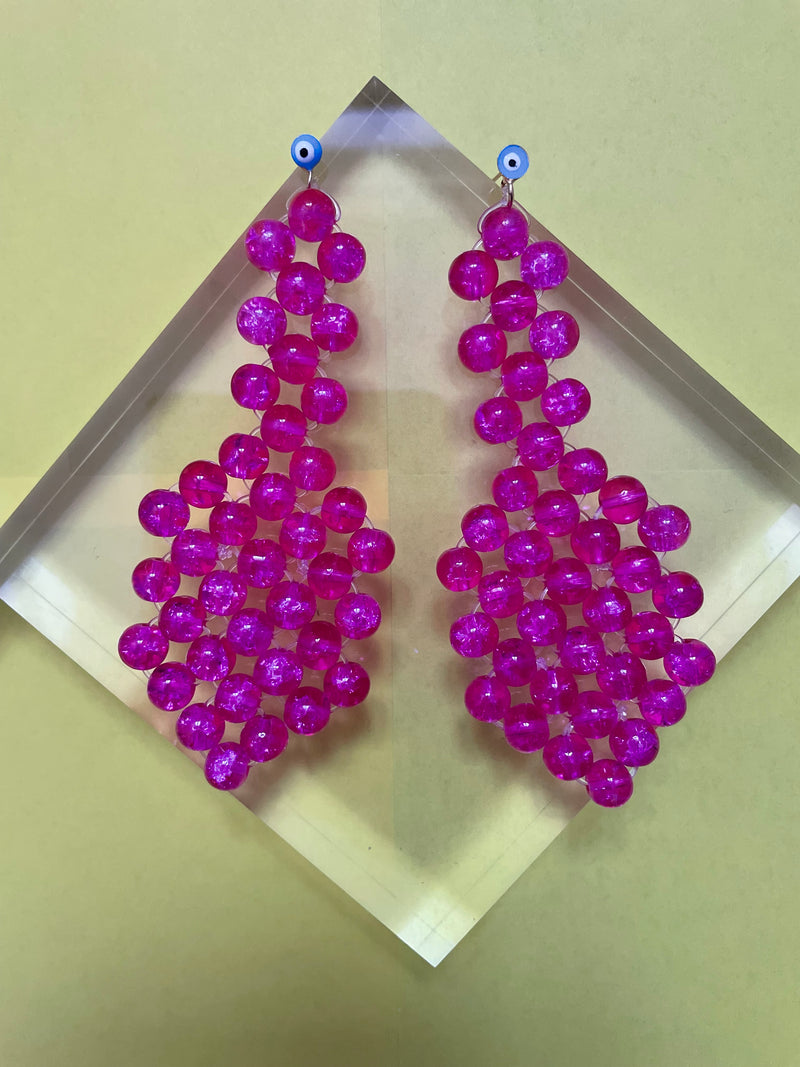 'Solange' All Eyes On Me Beaded Earrings - Pink