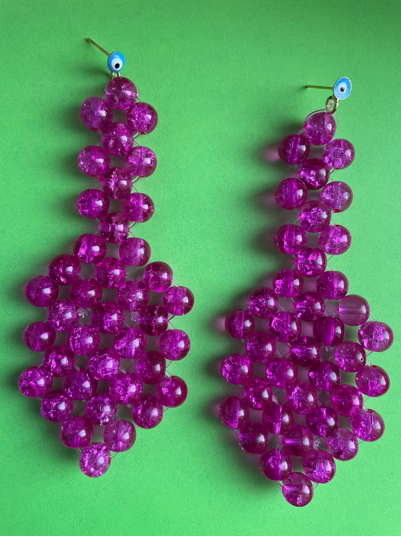 'Solange' All Eyes On Me Beaded Earrings - Pink