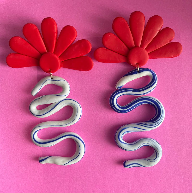 Talia Red Oversized Drop Earrings