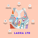 'Aziza' Marble Motion All-Over Print Longline Sports Bra