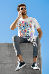 'Taylor' Marble Motion Unisex T-shirt - Medium Fitted (White)