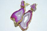 'Britney' Gemstone Druzy 24kt Gold Statement Earrings
