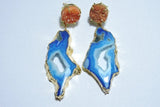 'Ohana'- Gemstone Quartz Druzy 24kt Gold Statement Earrings