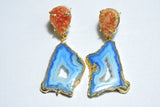 'Ohana'- Gemstone Quartz Druzy 24kt Gold Statement Earrings