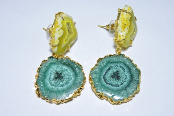Zendaya Gemstone Gold Statement Earrings