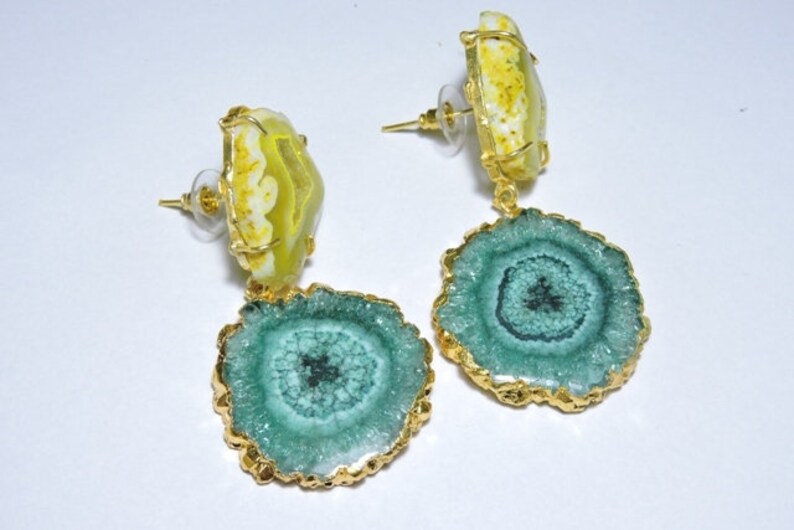 Zendaya Gemstone Gold Statement Earrings