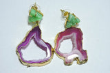 'Ella' Gemstone Druzy 24kt Gold Statement Earrings