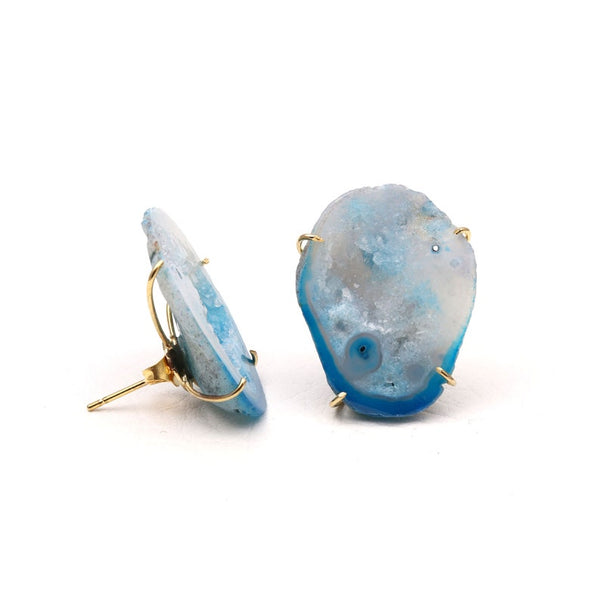 Ezra - Gold Plated Gemstone Stud Earrings