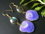 'Purple Rain' Quartz Gemstone & Labradorite Statement Earrings