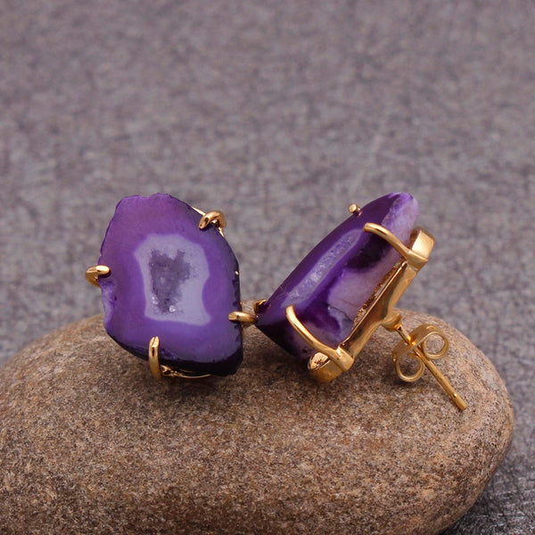 Maliah Purple Haze Gold-plated Gemstone Stud Earrings
