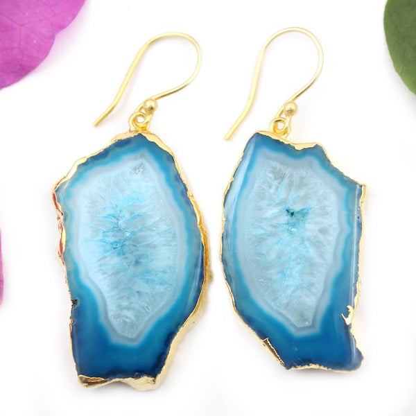 'Raina'- Quartz Gemstone Gold Plated Statement Earrings