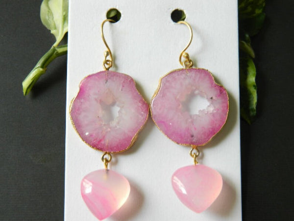 'Dream' Chalcedony & Quartz Gemstone Drop Earrings
