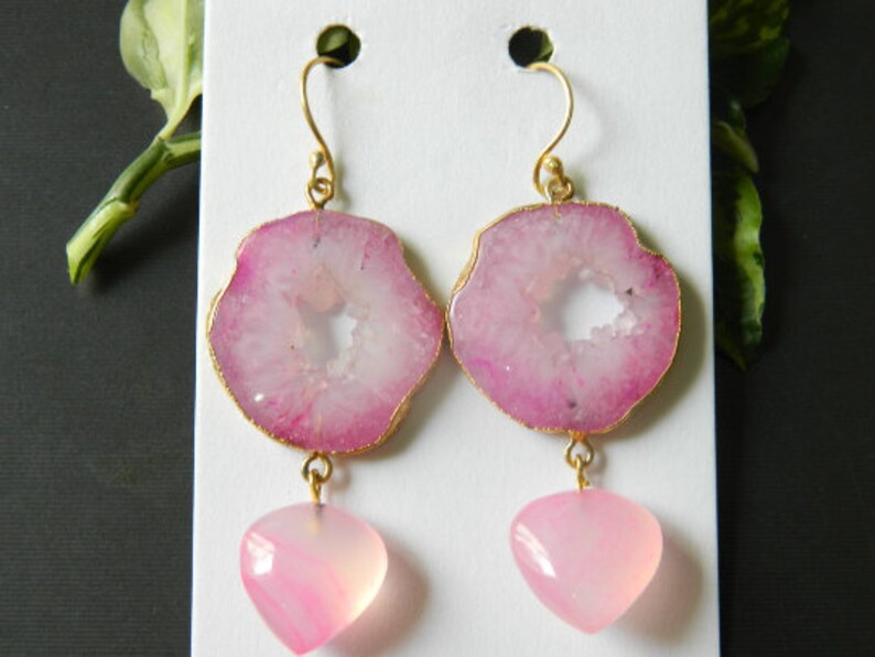 'Dream' Chalcedony & Quartz Gemstone Drop Earrings