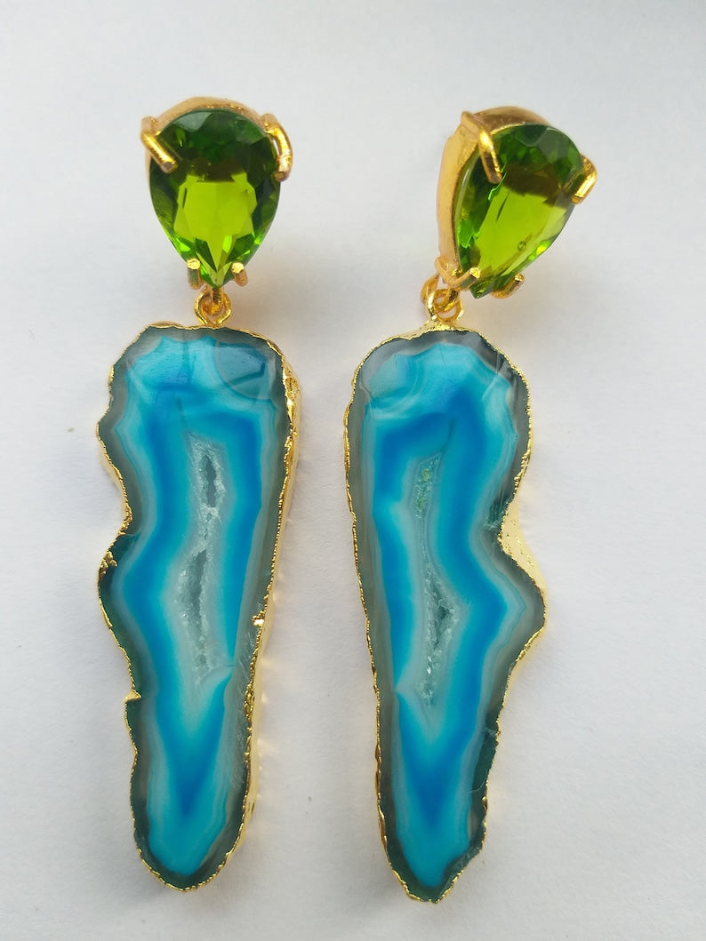 Aleissa - Gemstone Gold Plated Statement Earrings